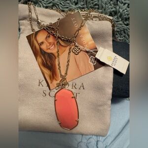 Kendra Scott Gold and Coral Pendant Necklace